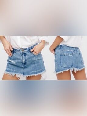 Free People Mini Denim Skirt
